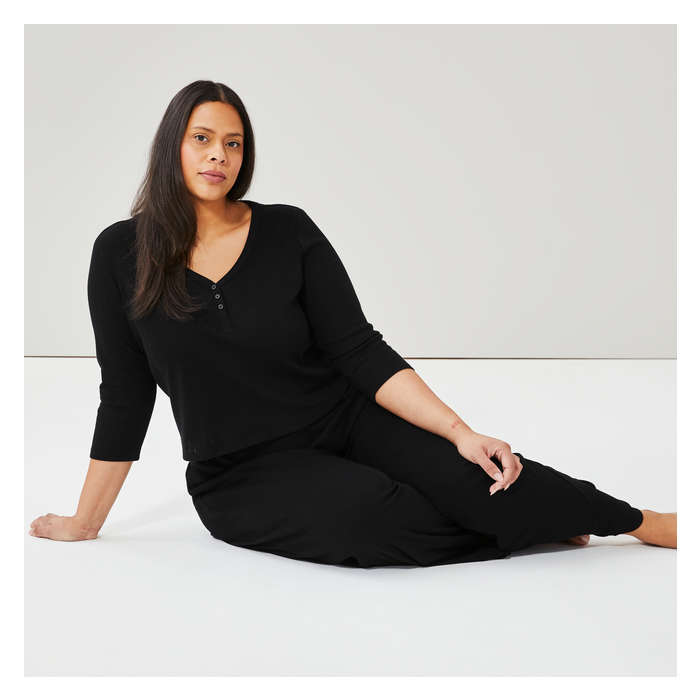Women+ Pajama Henley Long Sleeve